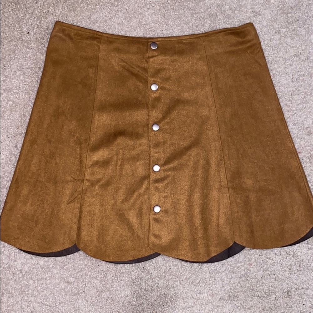 Suede button up skirt